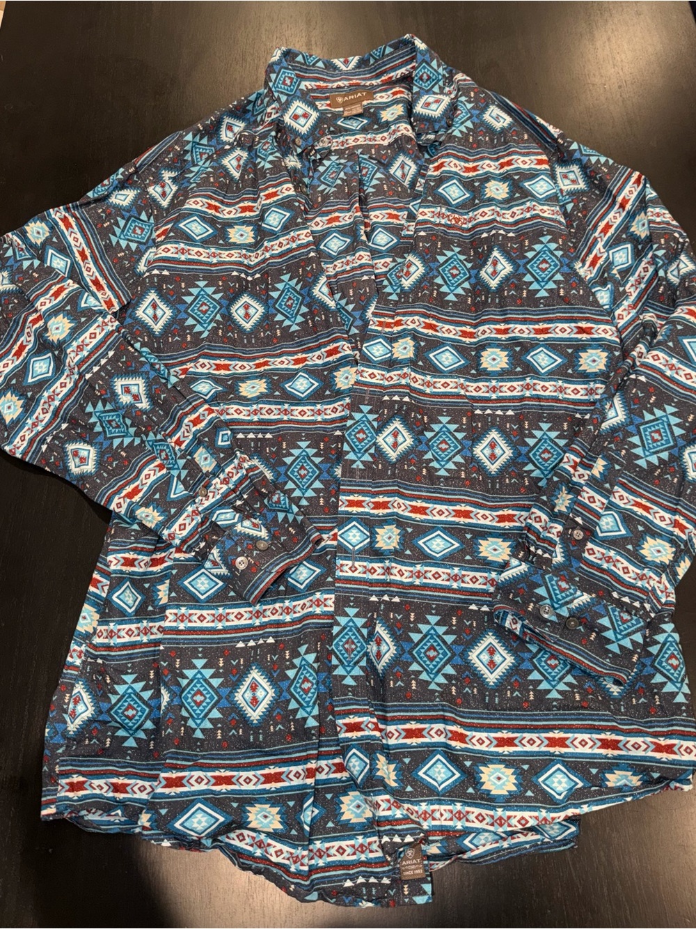Ariat Blue and Red Geometric Lightweight Shirt
